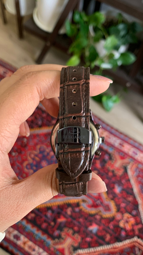 ساعت الگانس بند چرمی سه موتور فعال